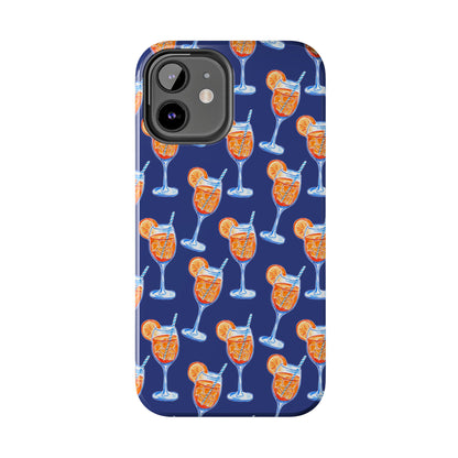Orange & Blue Aperol Spritz Watercolor Pattern Navy Tough Case | Various Models