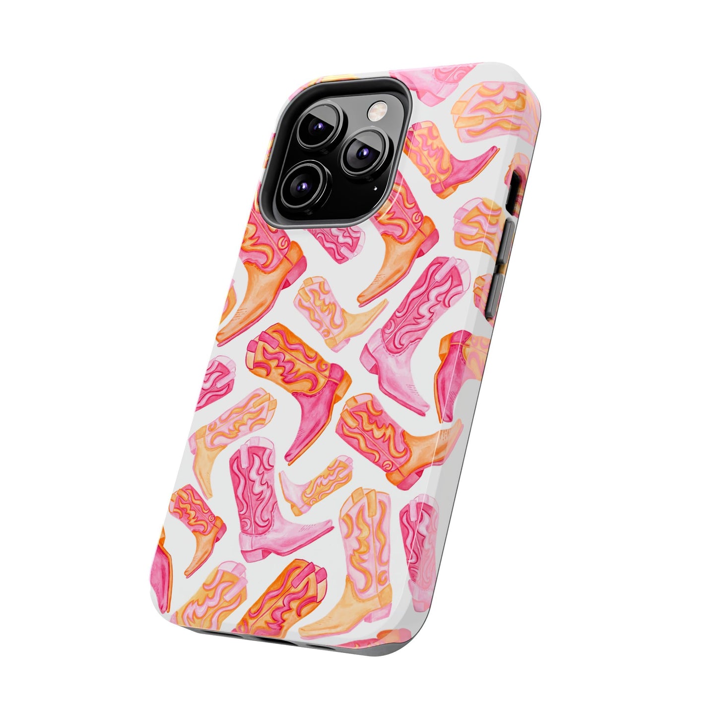 Tossed Hot Pink & Orange Cowboy Boots Tough Phone Cases | Various Models Available