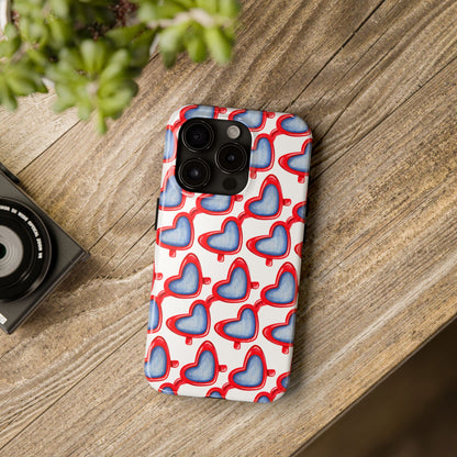 Red Heart Shaped Sunglasses Watercolor Illustrated Tough Phone Case | Various Models