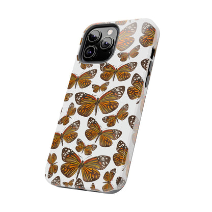 Black & Orange Butterfly Watercolor Illustrated Tossed Pattern Tough Phone Case | Various Models
