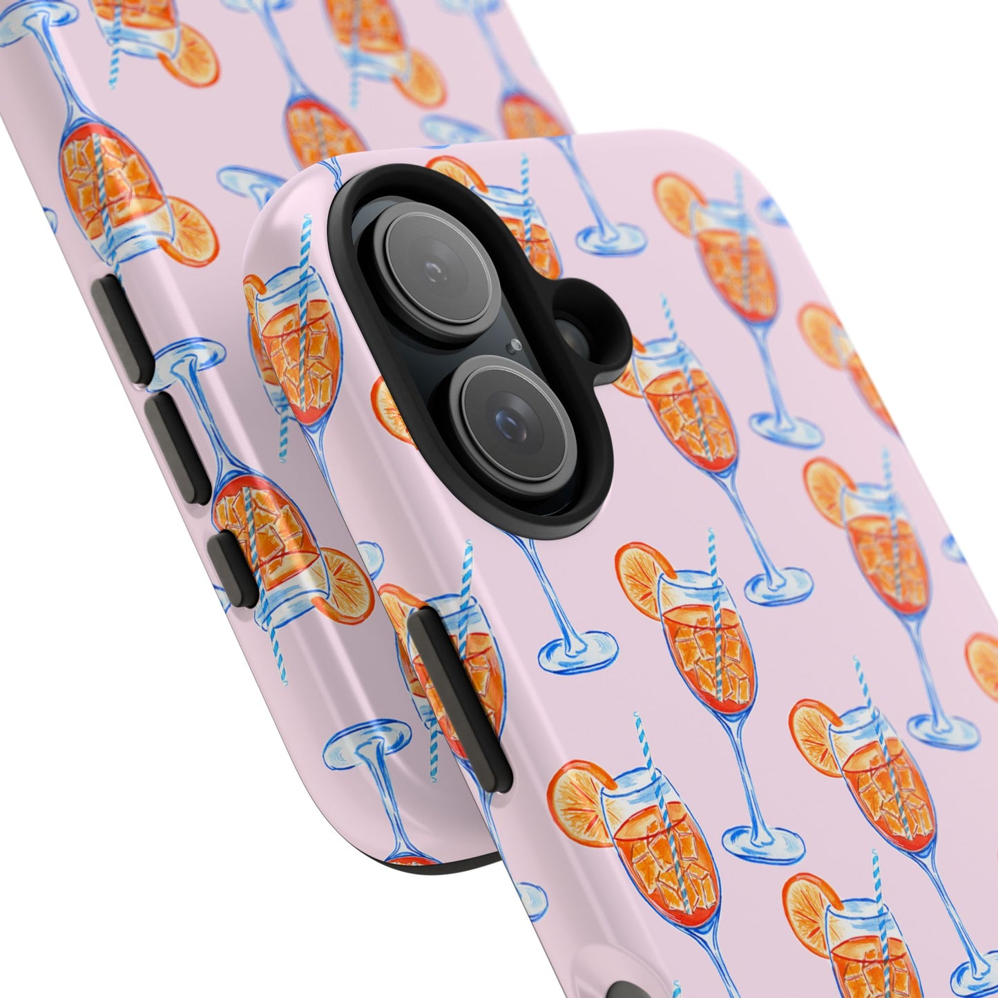 Orange & Blue Aperol Spritz Watercolor Patterned Blush Pink Tough Phone Case | Various Models