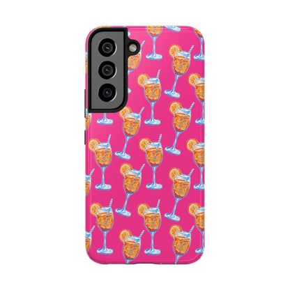 Orange & Blue Aperol Spritz Watercolor Pattern Hot Pink Phone Case | Various Models Samsung Galaxy S22