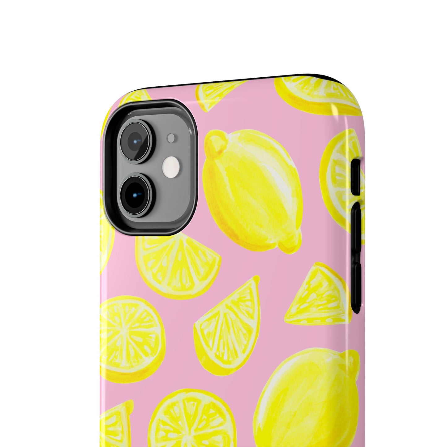 Bright Yellow Lemons Watercolor Illustrated Tossed Pattern Light Pink Tough Phone Case | Various Models