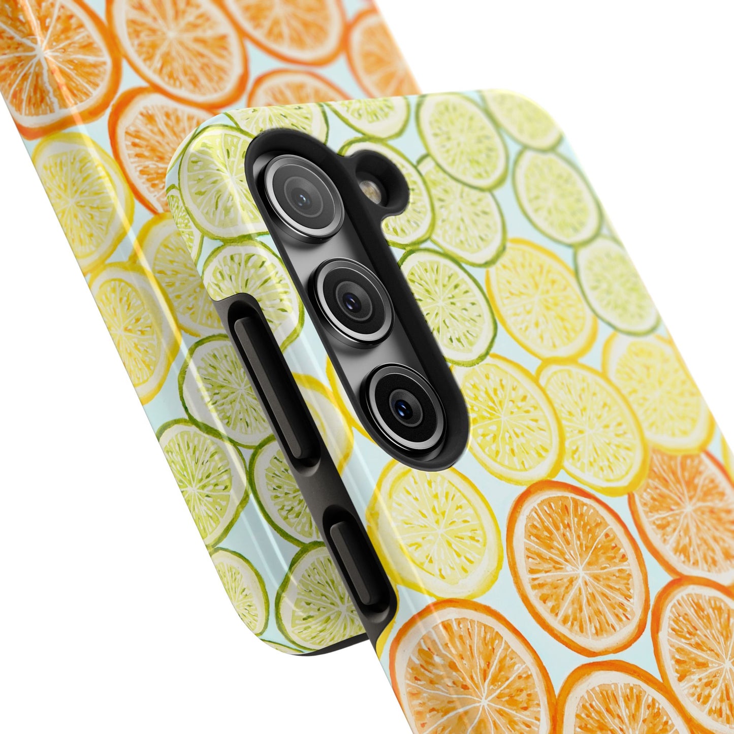 Ombré Citrus Grapefruit, Oranges, Lemons, & Limes Watercolor Illustrated Light Blue Tough Phone Case | Various Models Available