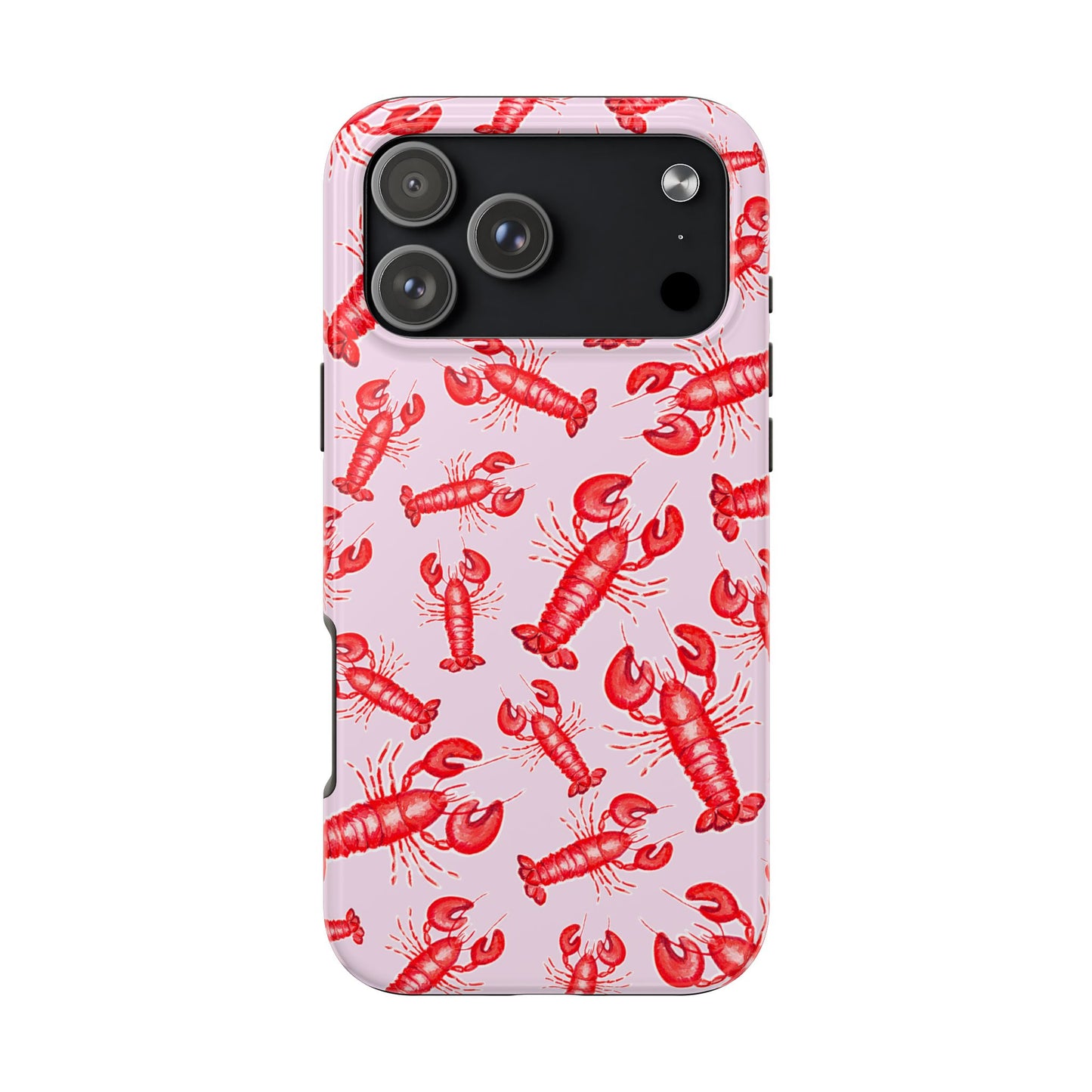 Red Lobster Watercolor Illustrated Tossed Pattern Light Pink Coastal Nautical Tough Phone Case | Various Models