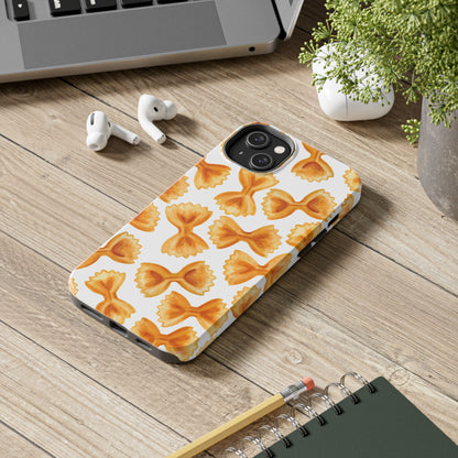 Tossed Farfalle Bow Tie Pasta Watercolor Illustrated White Tough Phone Case | Various Models