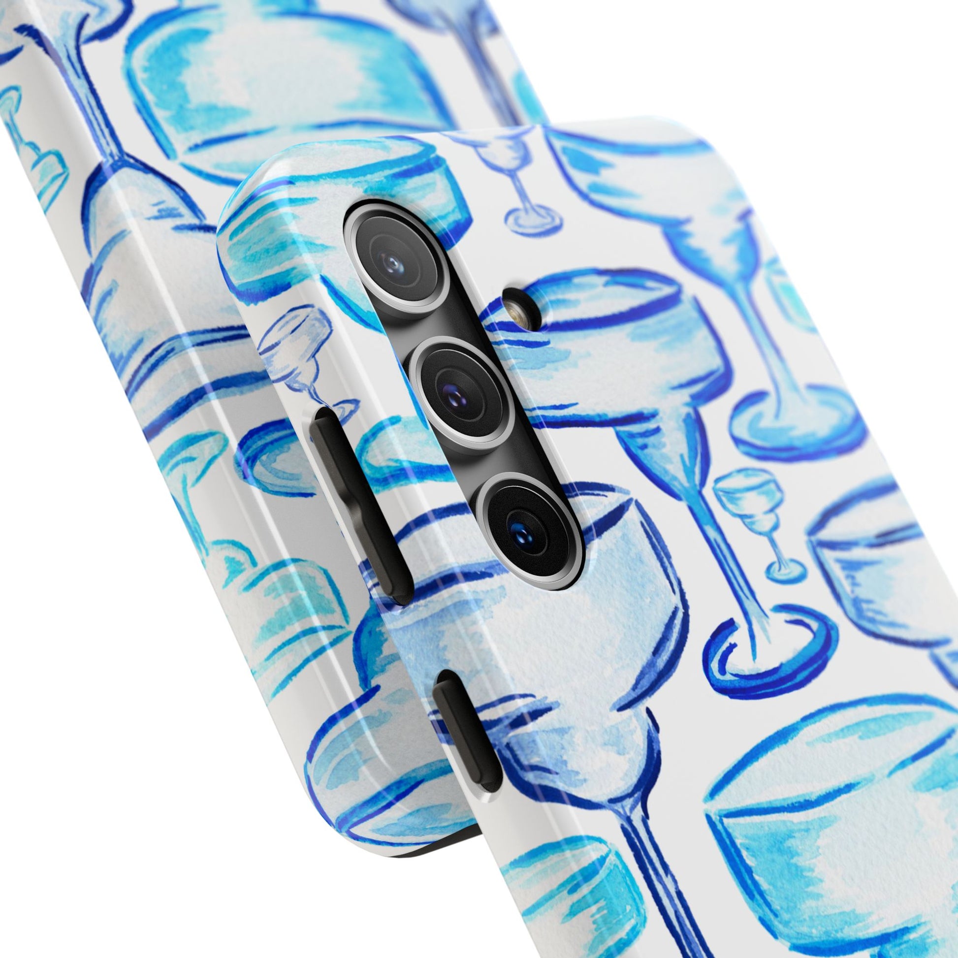 Coastal Shades of Blue Watercolor Margaritas Tough Phone Case | Various Models Available