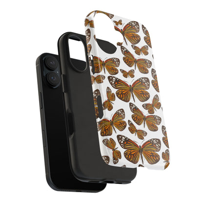Black & Orange Butterfly Watercolor Illustrated Tossed Pattern Tough Phone Case | Various Models