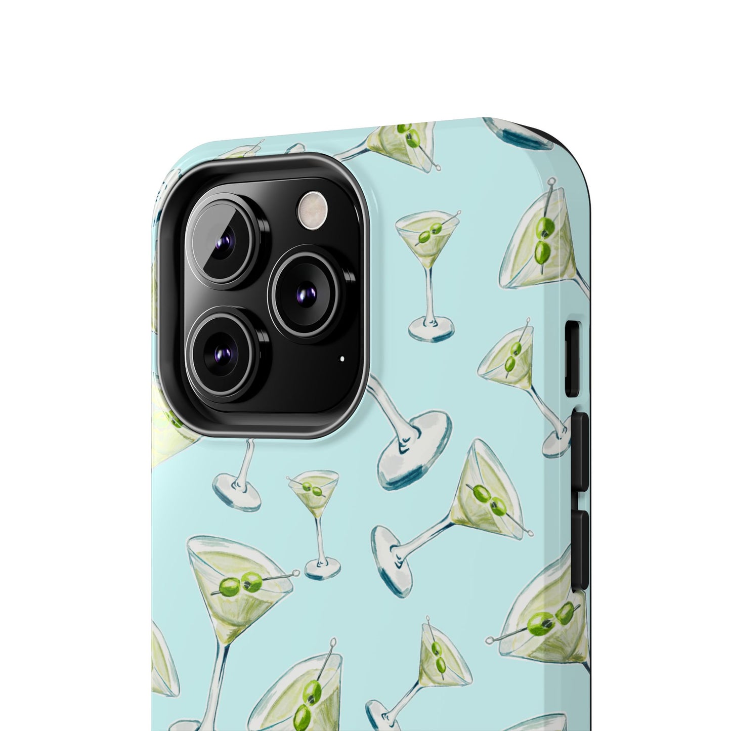 Watercolor Blue and Green Martinis Tossed Illustrated Pattern Turquoise Blue Tough Phone Case | Various Models