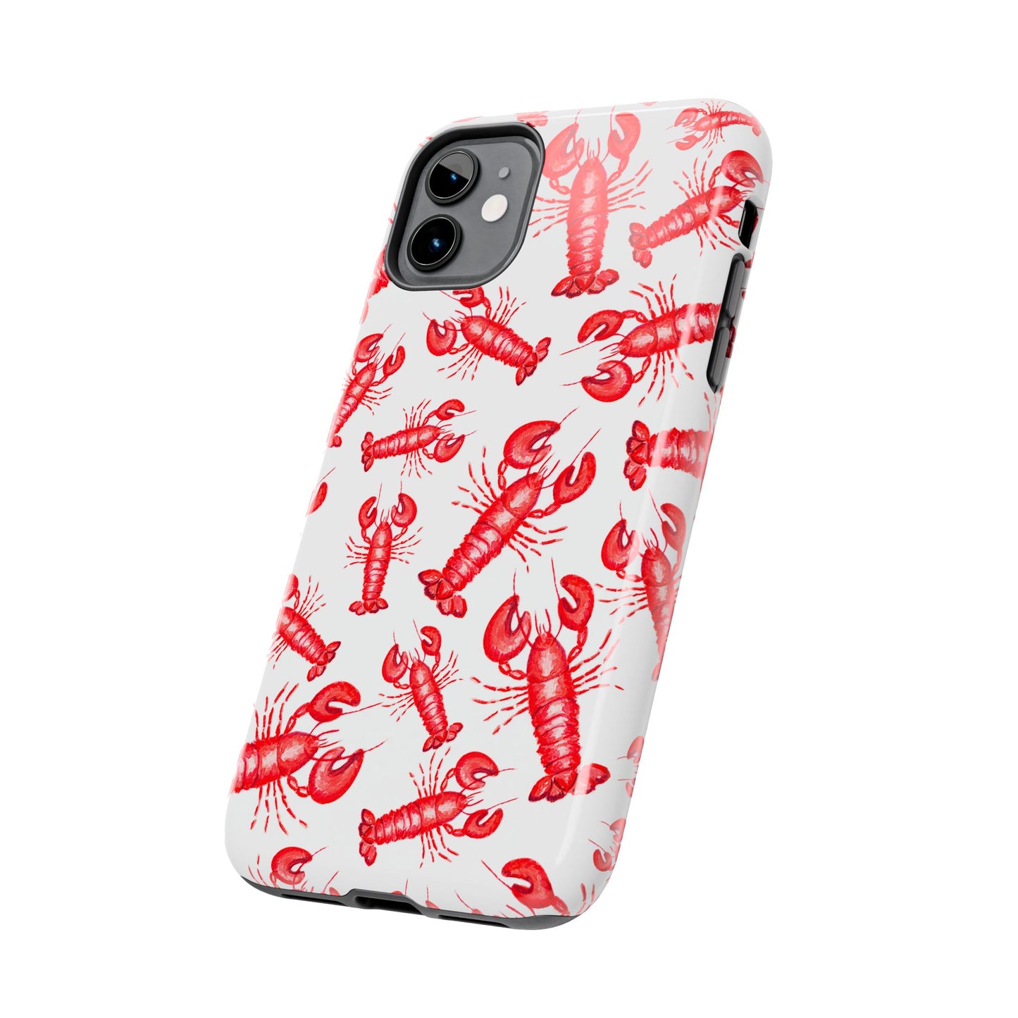 Watercolor Red Lobster Coastal Illustrated Patterned Tough Phone Case | Various Models