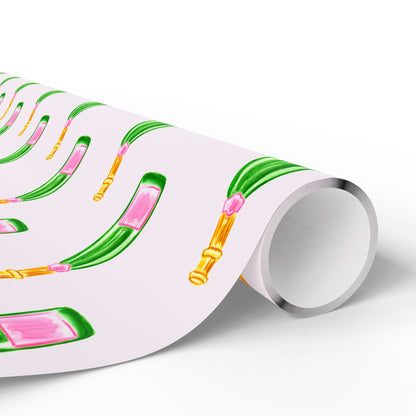 Gift Wrap | Blush Pink & Green Watercolor Champagne Bottles Pattern | Matte or Glossy