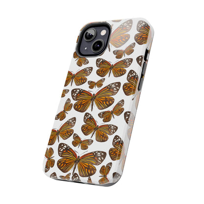 Black & Orange Butterfly Watercolor Illustrated Tossed Pattern Tough Phone Case | Various Models