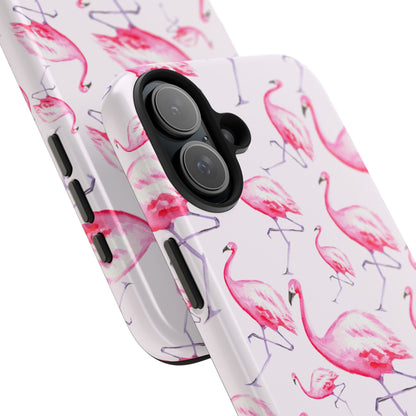 Pink Flamingos Watercolor Illustrated Tossed Pattern Blush Phone Case | Various Models