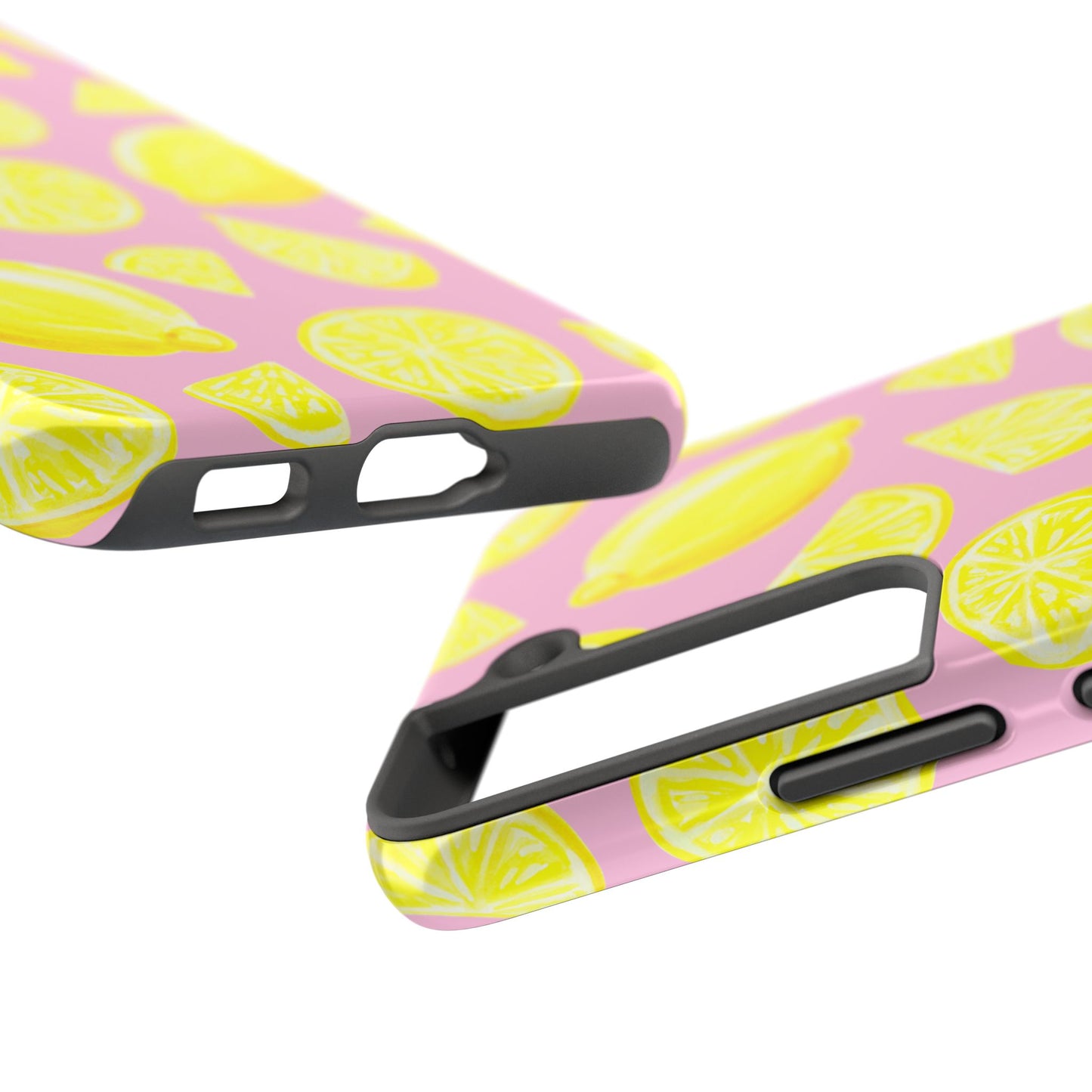 Bright Yellow Lemons Watercolor Illustrated Tossed Pattern Light Pink Tough Phone Case | Various Models