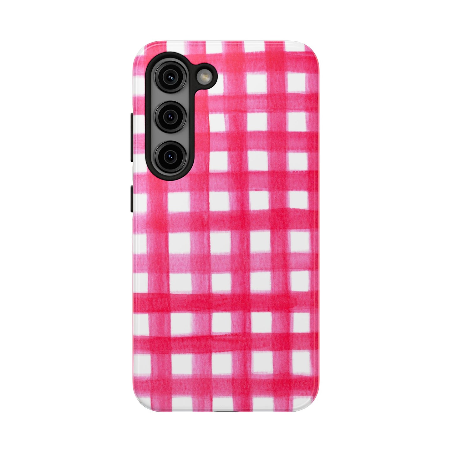 Hot Pink Gingham Watercolor Preppy Tough Phone Case | Various models Samsung Galaxy S23