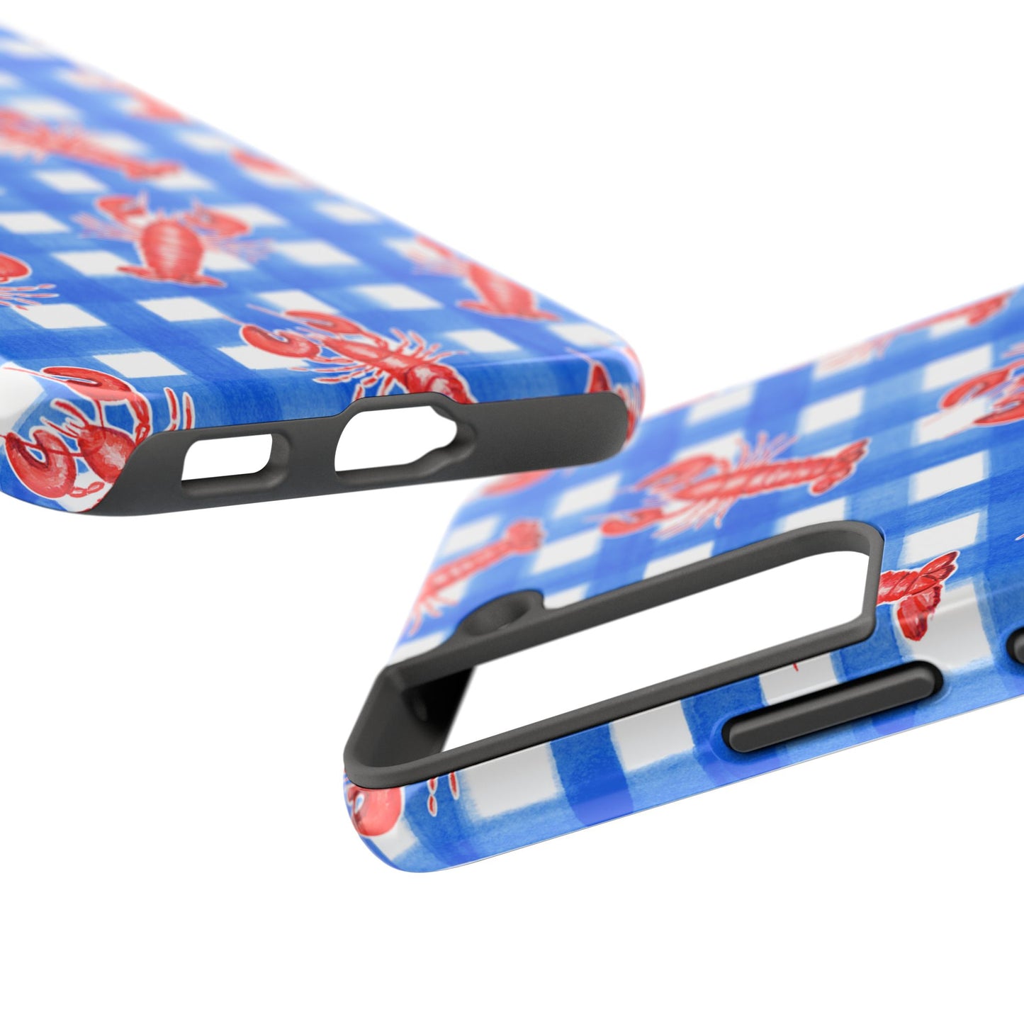 Blue Gingham Red Lobster Watercolor Patterned Phone Case | Various Models