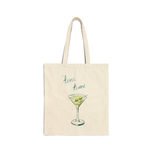 Canvas Tote | Tini Time Blue & Green Martini Watercolor Farmers Market Tote | Bachelorette Gift Hostess