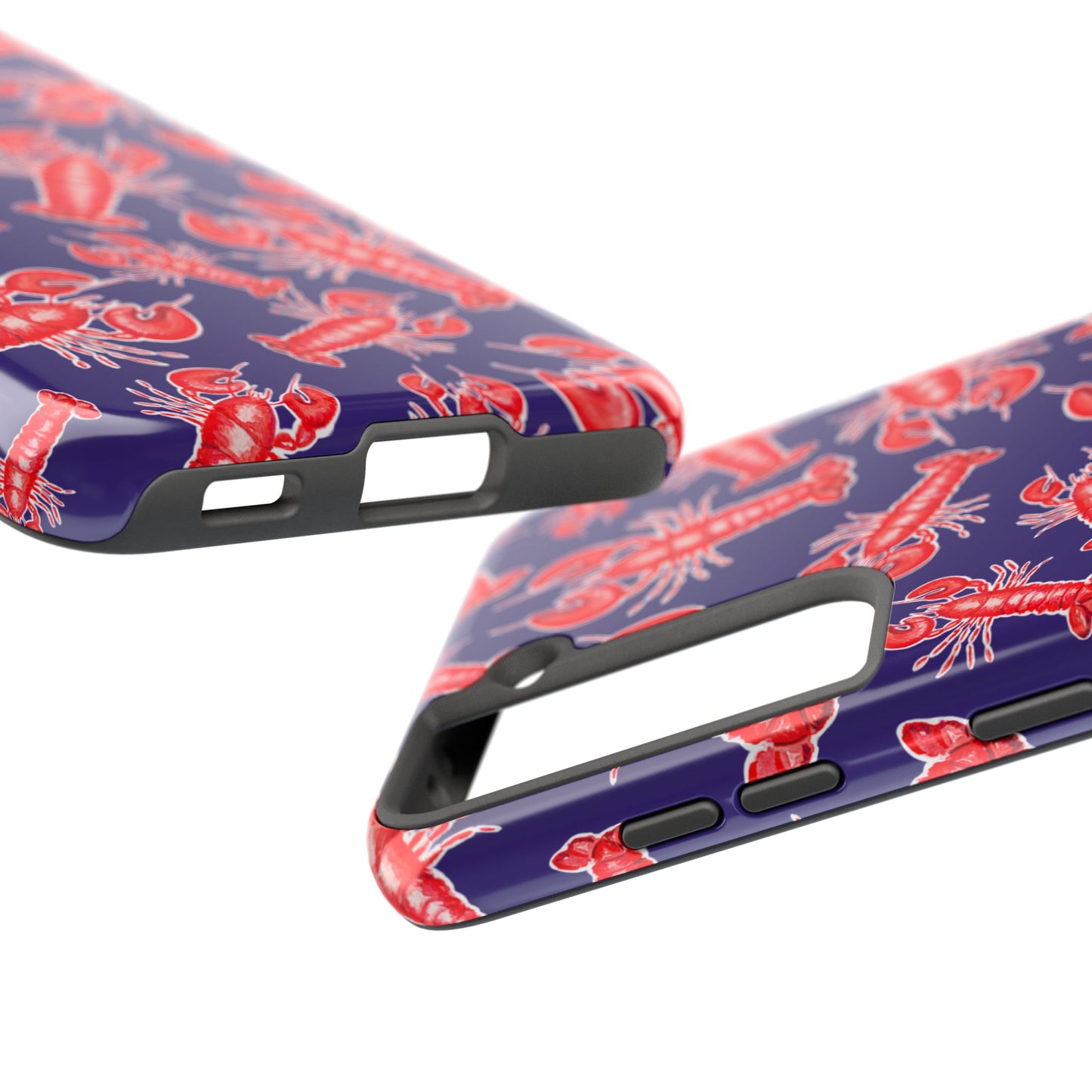 Red Lobster Watercolor Illustrated Tossed Pattern Navy Coastal Nautical Tough Phone Case | Various Models