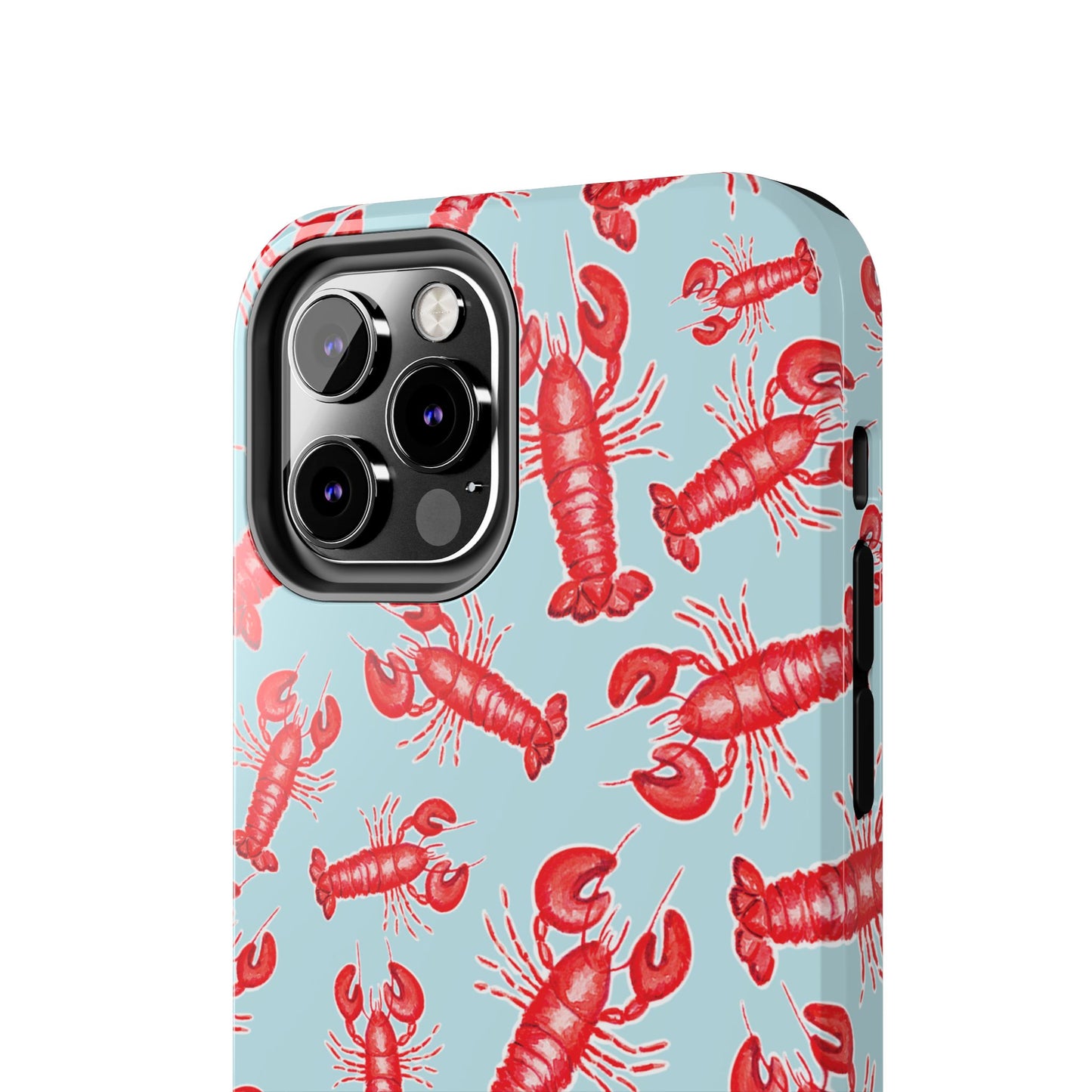 Red Lobster Watercolor Illustrated Tossed Pattern Light Blue Tough Phone Case | Various Models