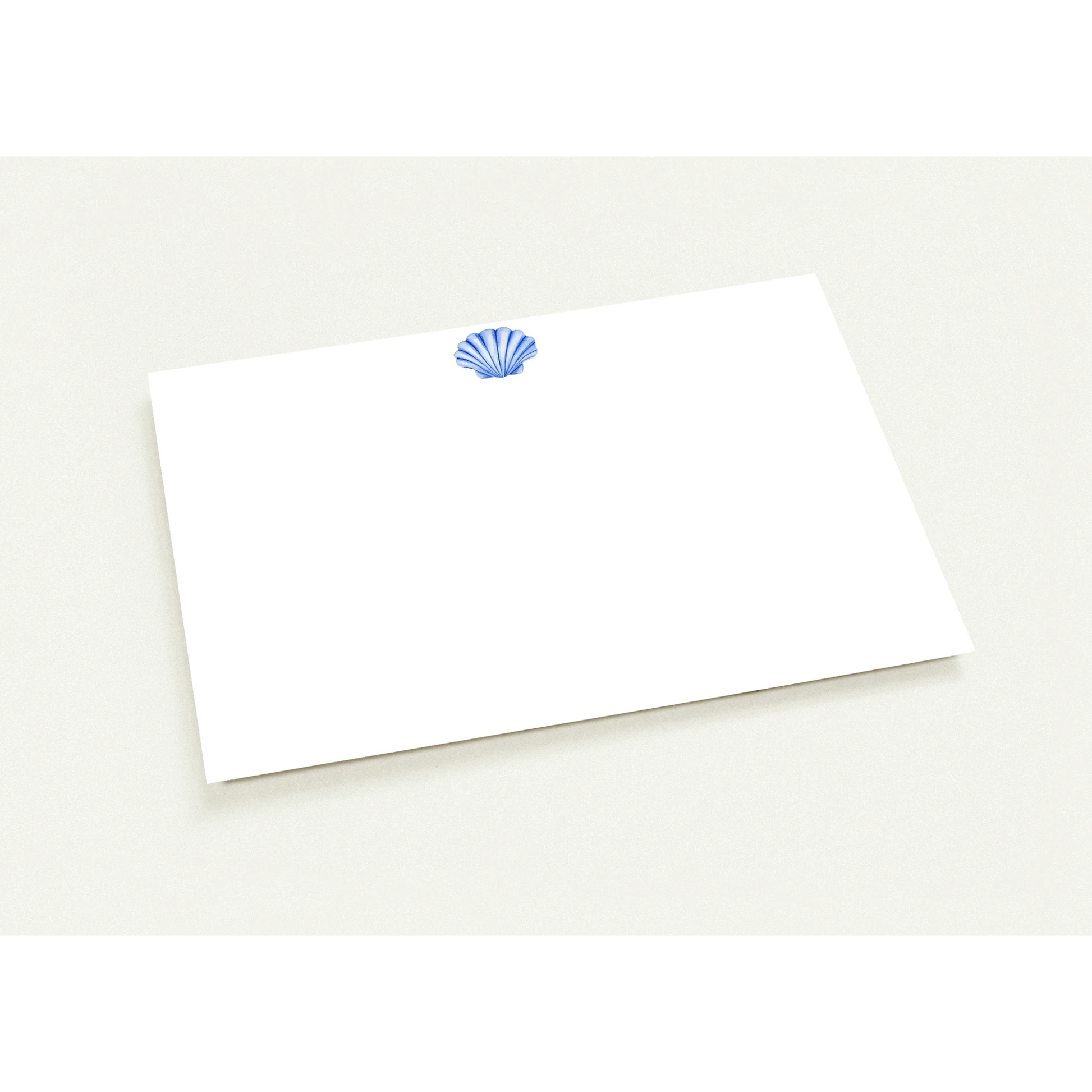 Set of 10 Flat Notecards & Envelopes Seashell Watercolor Illustration | Blue or Turquoise | 2 Sizes
