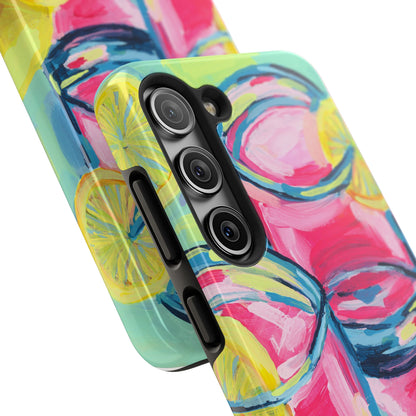 Pink Lemonade Abstract Acrylic Cocktails Tough Phone Case | Various Models Available