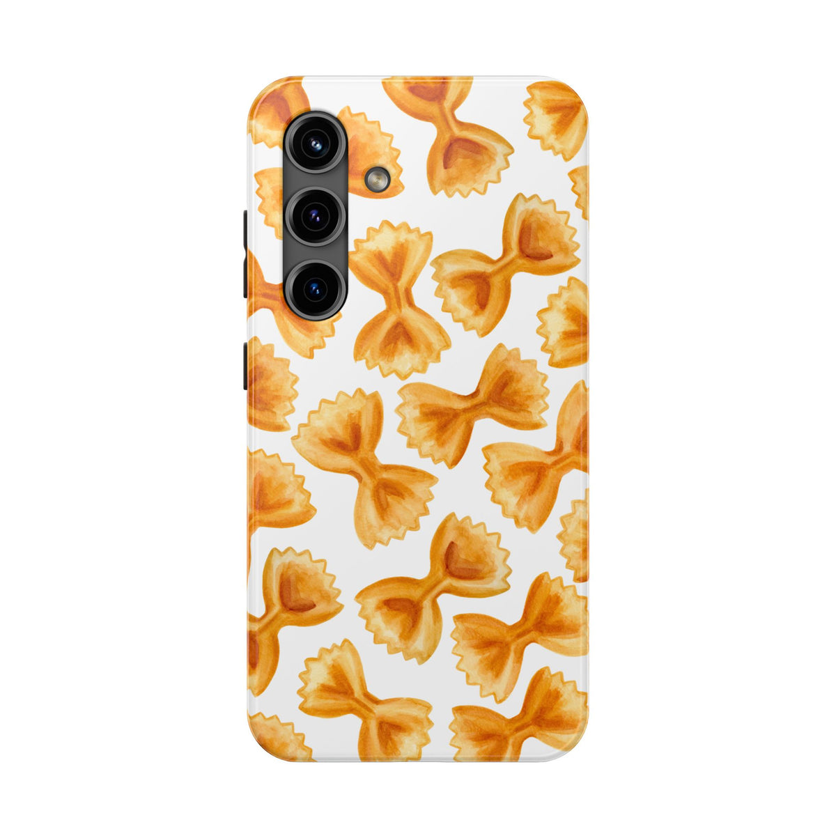 Tossed Farfalle Bow Tie Pasta Watercolor Illustrated White Tough Phone Case | Various Models Samsung Galaxy S24
