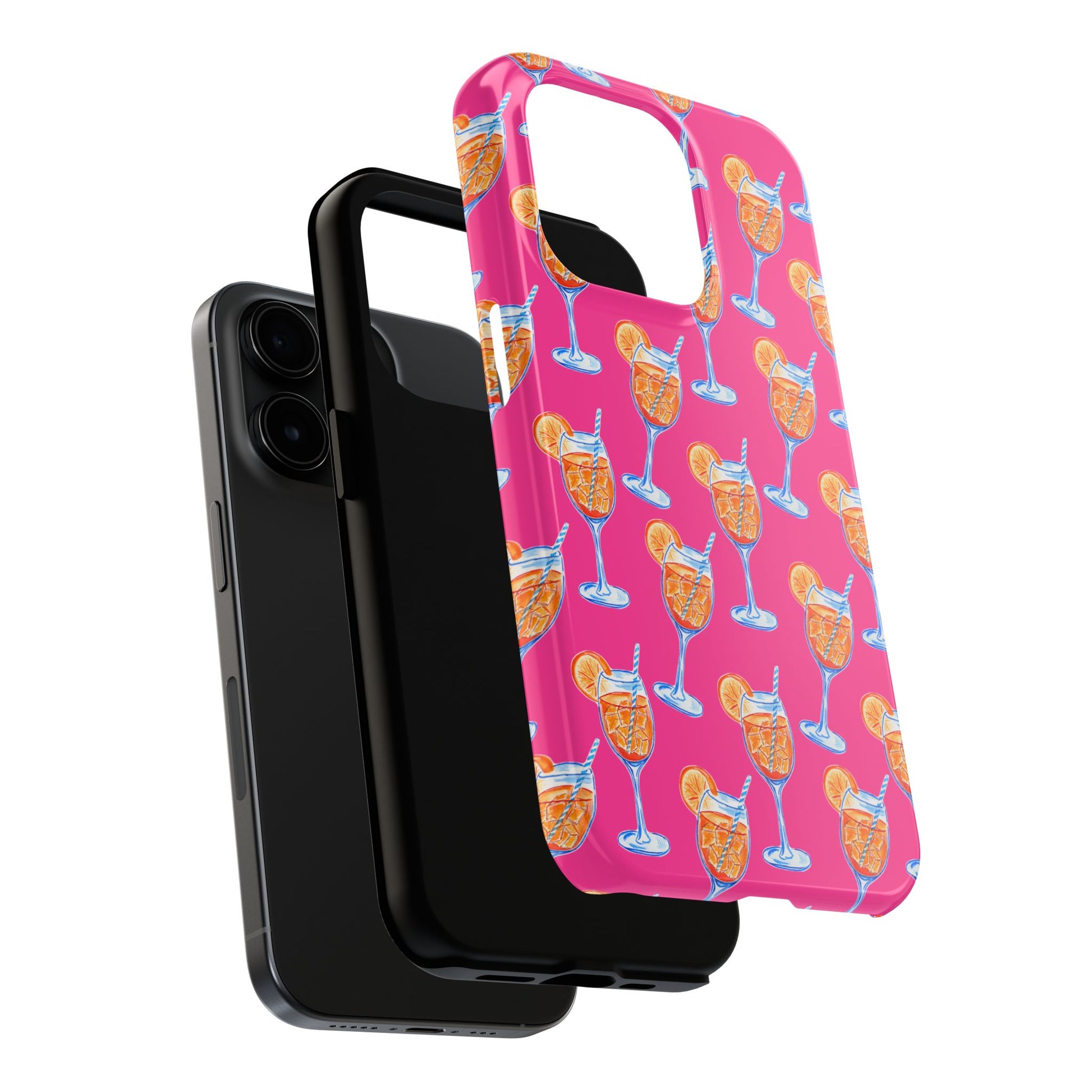 Orange & Blue Aperol Spritz Watercolor Pattern Hot Pink Phone Case | Various Models