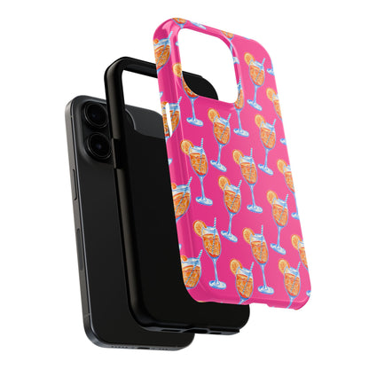 Orange & Blue Aperol Spritz Watercolor Pattern Hot Pink Phone Case | Various Models