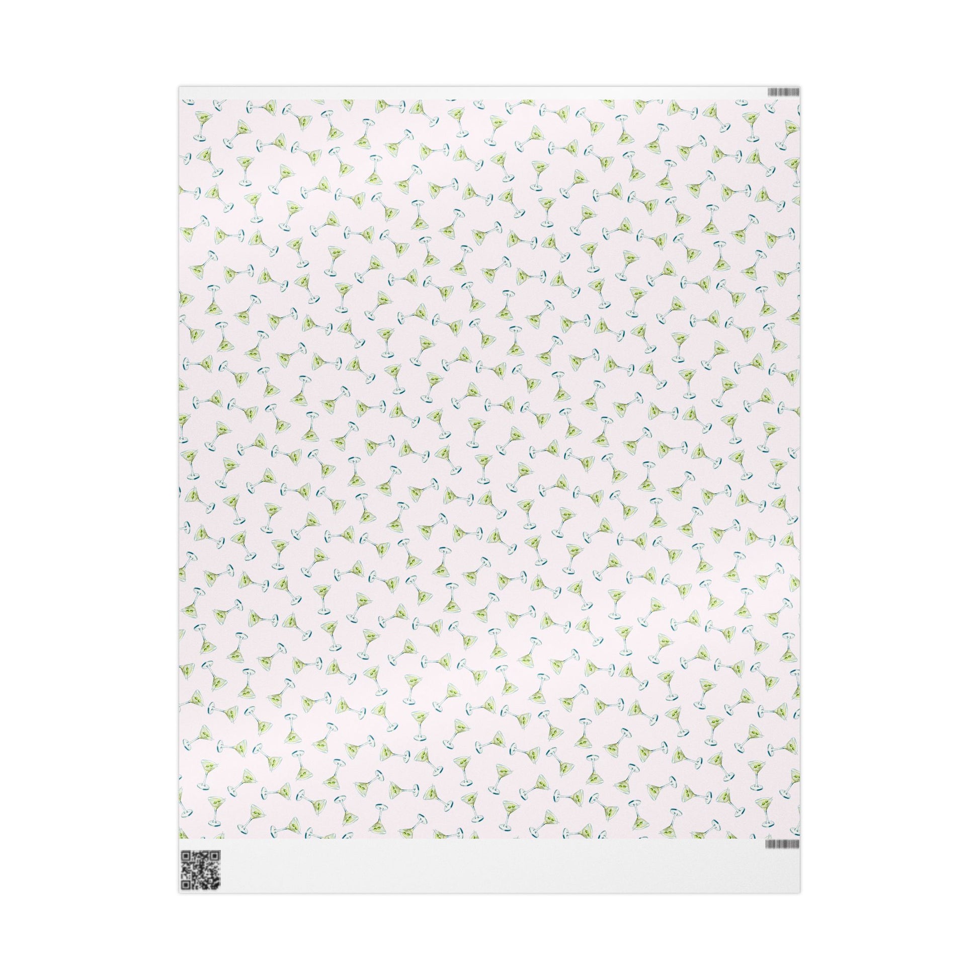 Gift Wrap | Mini Blush Pink Watercolor Martini Tossed Pattern | Matte or Glossy 30" x 36" Glossy