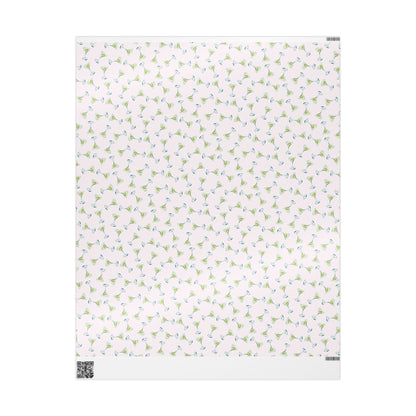 Gift Wrap | Mini Blush Pink Watercolor Martini Tossed Pattern | Matte or Glossy 30" x 36" Glossy