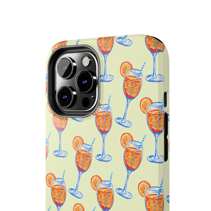 Lemon Yellow Orange & Blue Aperol Spritz Watercolor Patterned Tough Phone Case | Various Models