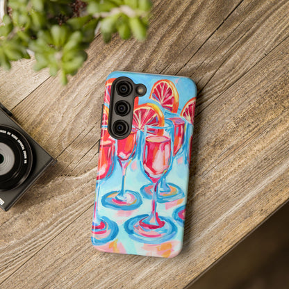 Pink Blood Orange Mimosas Blue Champagne Flute Acrylic Tough Phone Case | Various Models Available