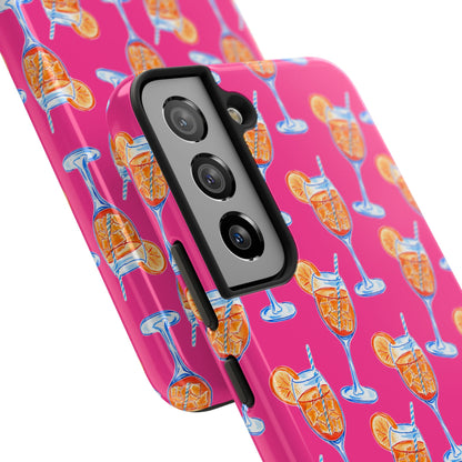 Orange & Blue Aperol Spritz Watercolor Pattern Hot Pink Phone Case | Various Models