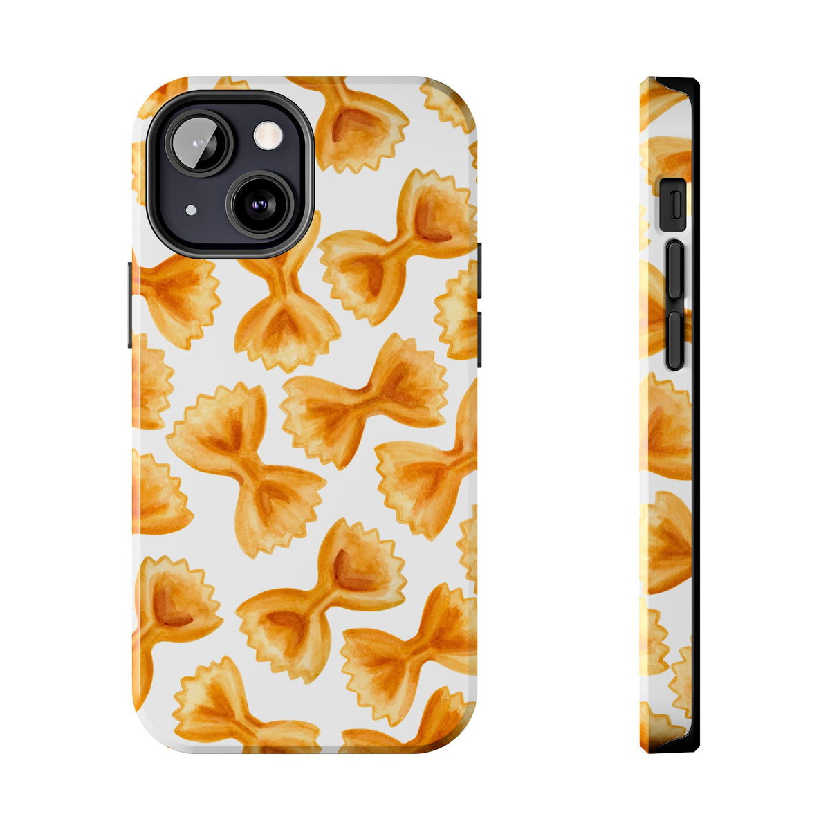 Tossed Farfalle Bow Tie Pasta Watercolor Illustrated White Tough Phone Case | Various Models iPhone 13 Mini