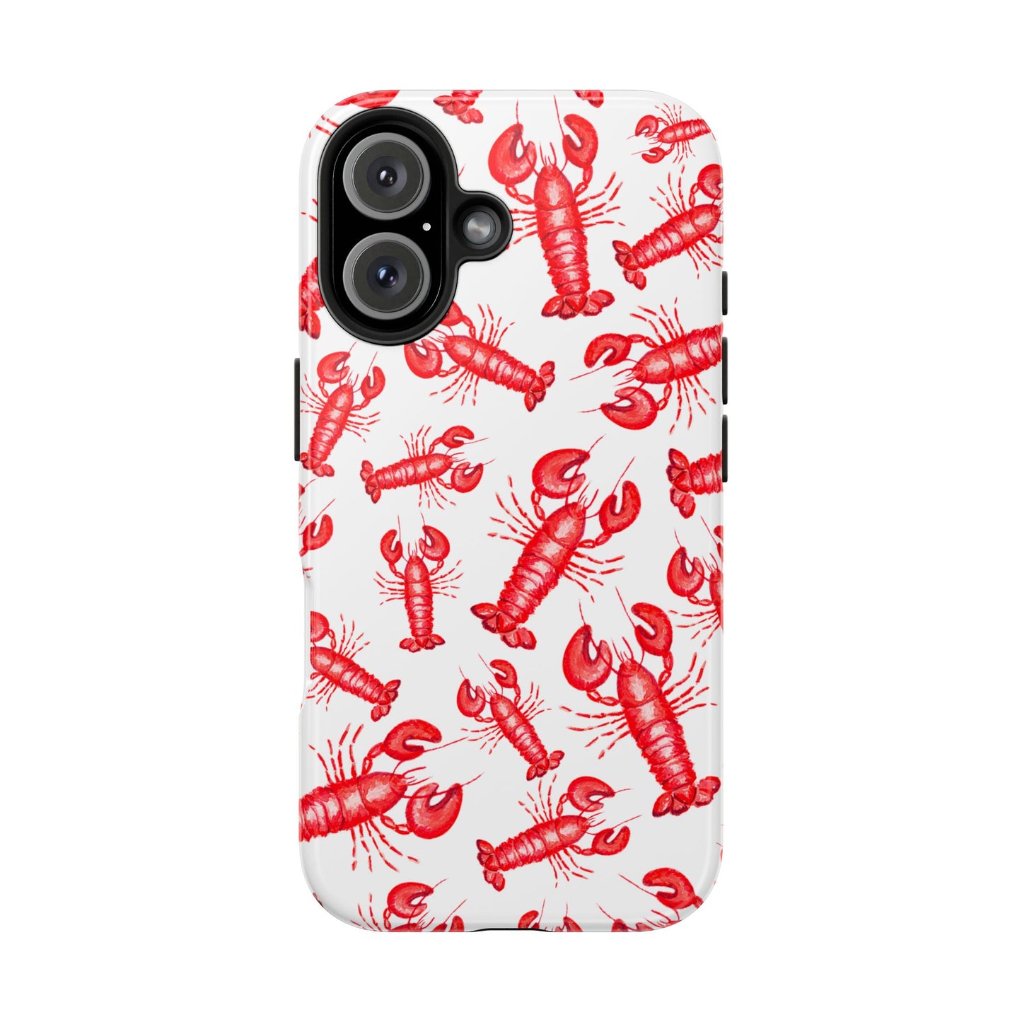 Watercolor Red Lobster Coastal Illustrated Patterned Tough Phone Case | Various Models