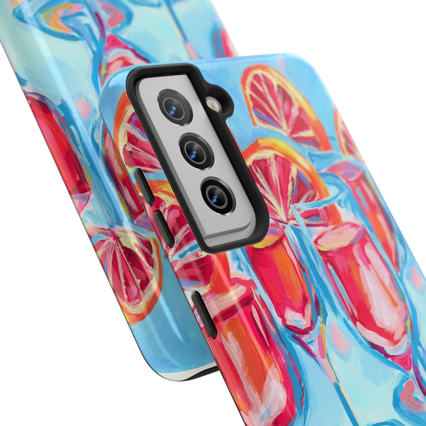 Pink Blood Orange Mimosas Blue Champagne Flute Acrylic Tough Phone Case | Various Models Available