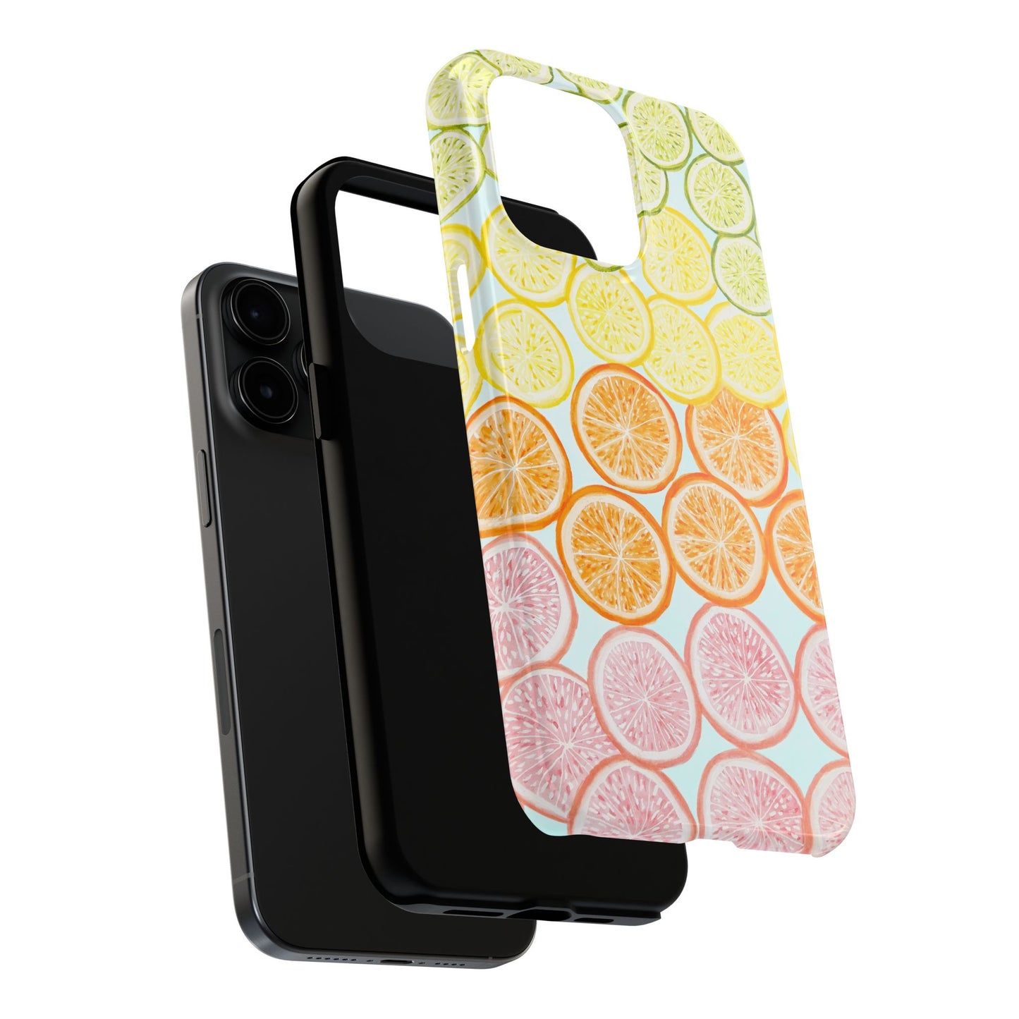 Ombré Citrus Grapefruit, Oranges, Lemons, & Limes Watercolor Illustrated Light Blue Tough Phone Case | Various Models Available