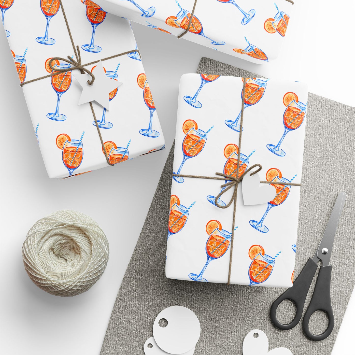 Aperol Spritz Gift Wrap Watercolor Illustrated | Matte or Glossy