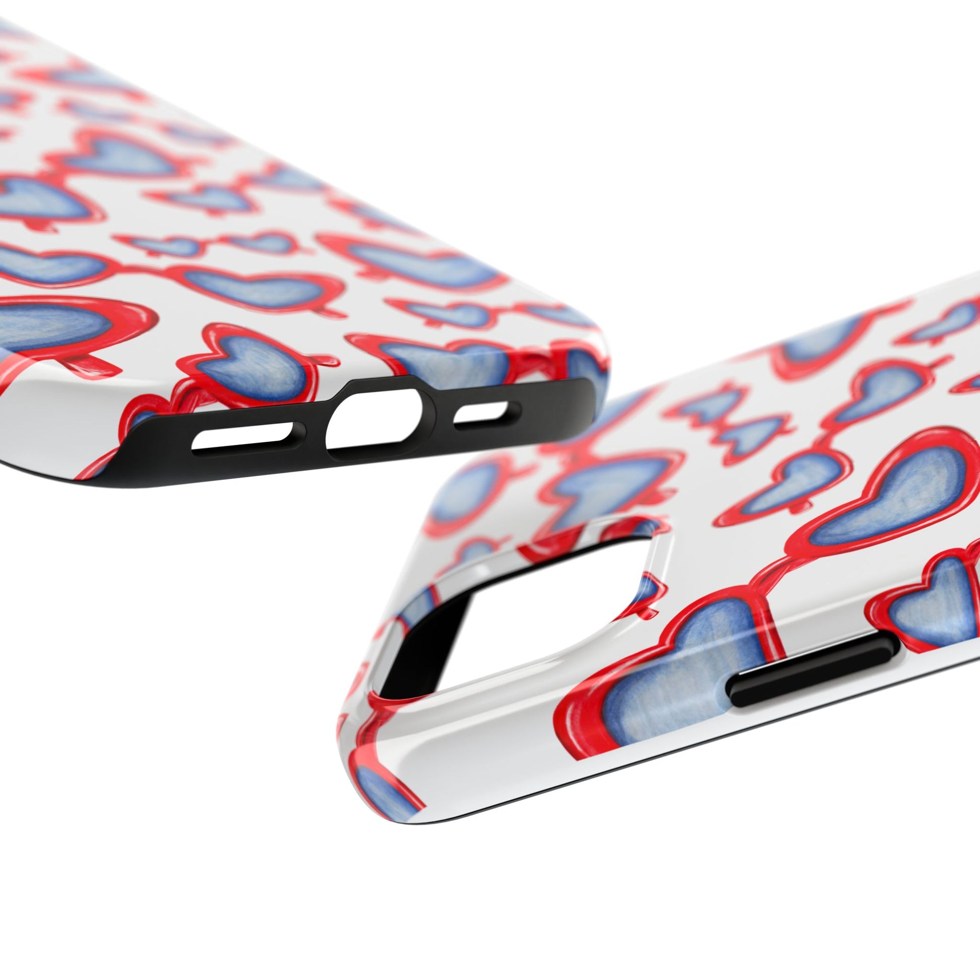 Red, White, & Blue Heart Shaped Watercolor Sunglasses Tossed Pattern Tough Phone Cases