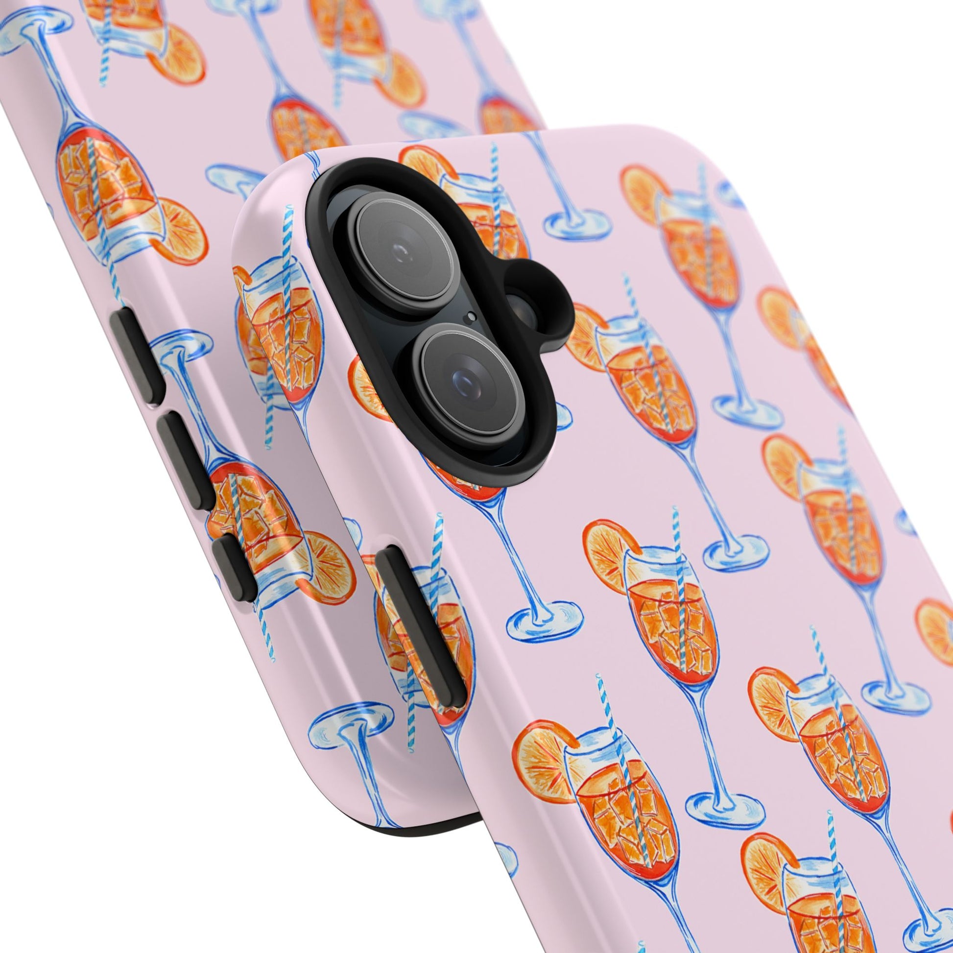Orange & Blue Aperol Spritz Watercolor Patterned Blush Pink Tough Phone Case | Various Models