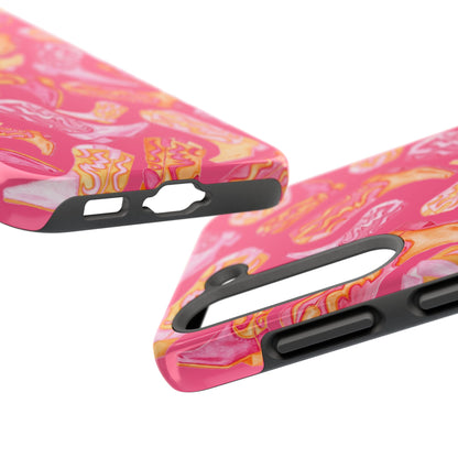 Tossed Hot Pink & Orange Watercolor Cowboy Boots Hot Pink Tough Phone Cases | Various Models