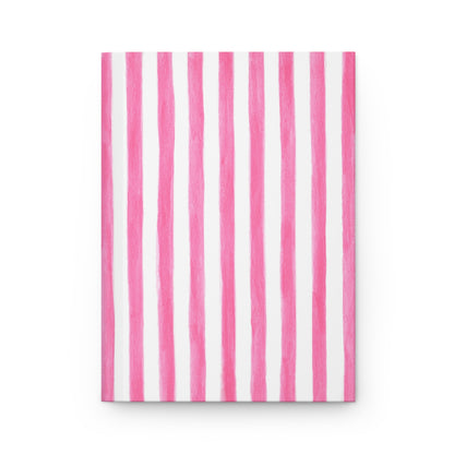 Pink Watercolor Stripes Illustrated Hardcover Journal Matte 8"x 5.75"