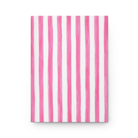 Pink Watercolor Stripes Illustrated Hardcover Journal Matte 8"x 5.75"