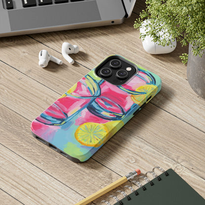Pink Lemonade Abstract Acrylic Cocktails Tough Phone Case | Various Models Available
