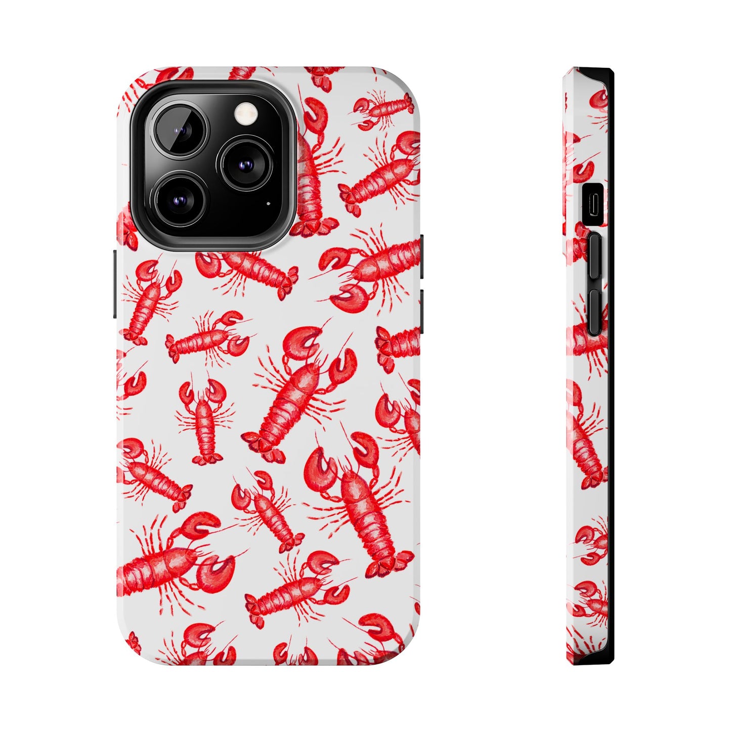 Watercolor Red Lobster Coastal Illustrated Patterned Tough Phone Case | Various Models