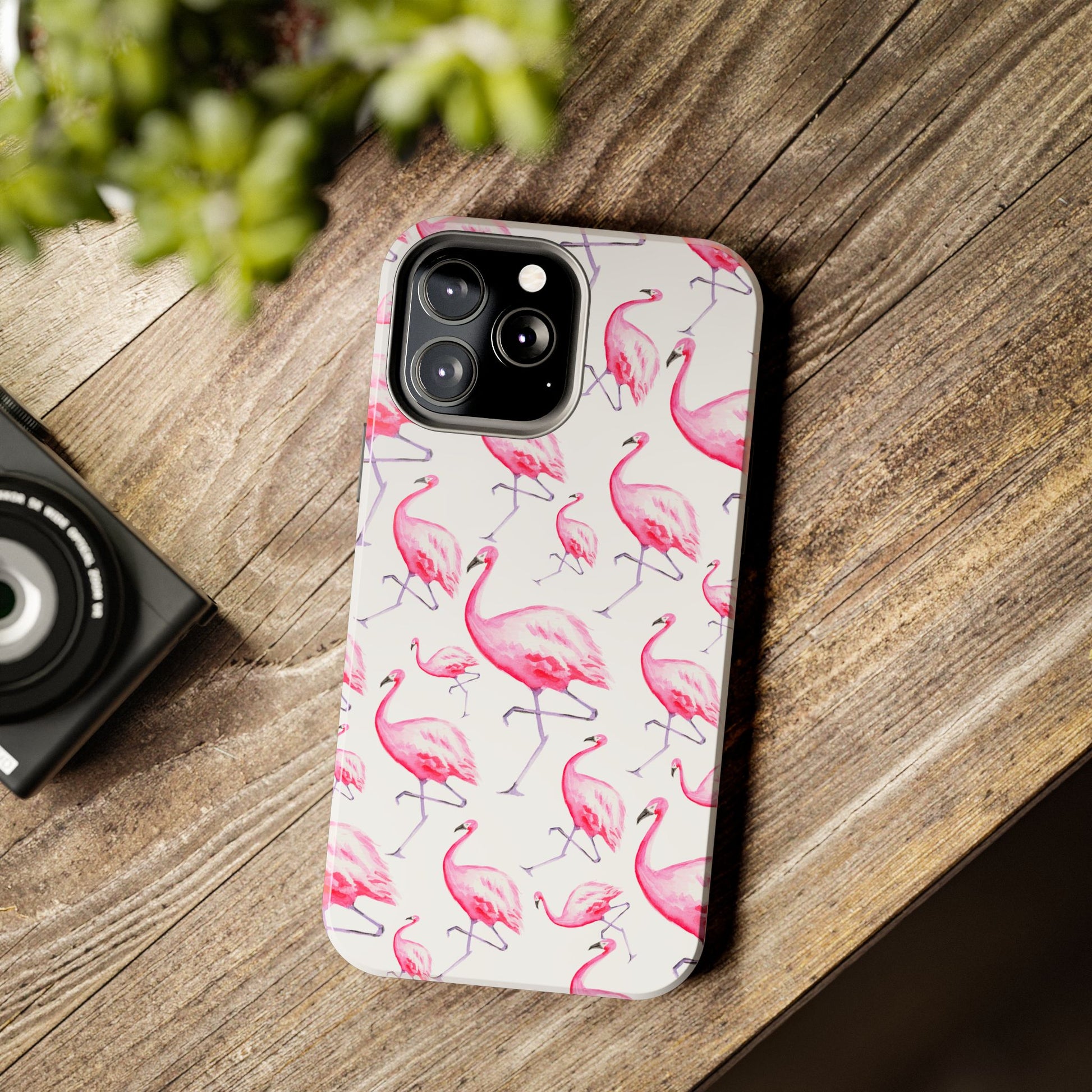 Hot Pink Flamingos Watercolor Illustrated Tossed Pattern Phone Case | Various Models
