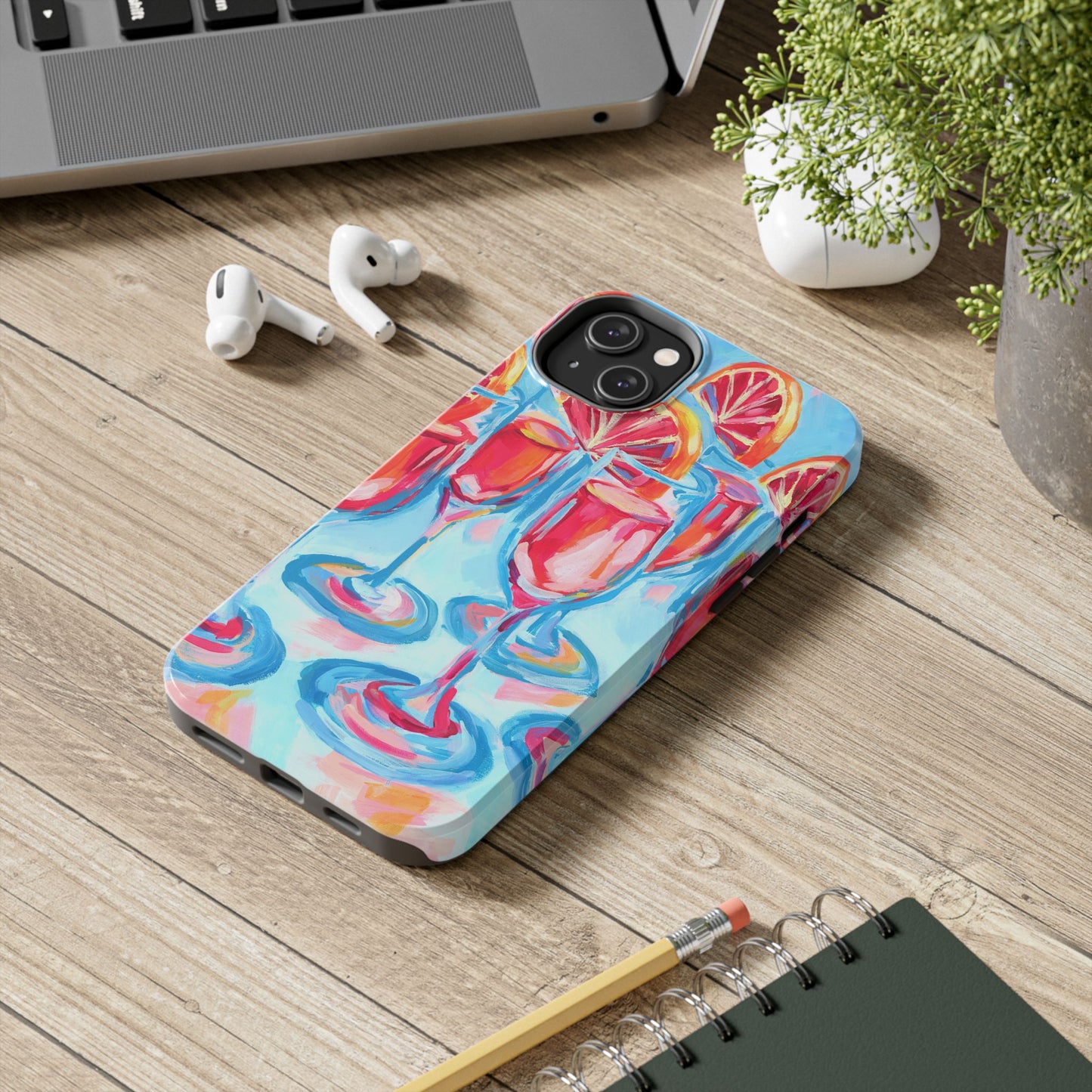 Pink Blood Orange Mimosas Blue Champagne Flute Acrylic Tough Phone Case | Various Models Available