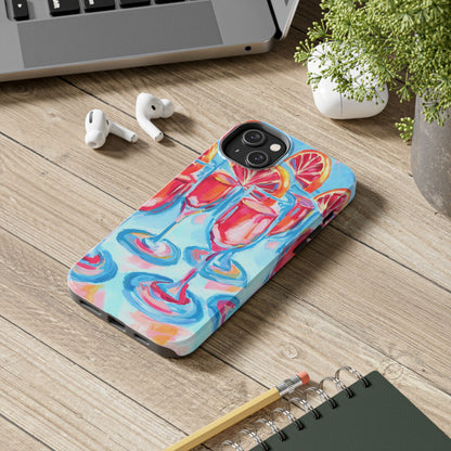 Pink Blood Orange Mimosas Blue Champagne Flute Acrylic Tough Phone Case | Various Models Available