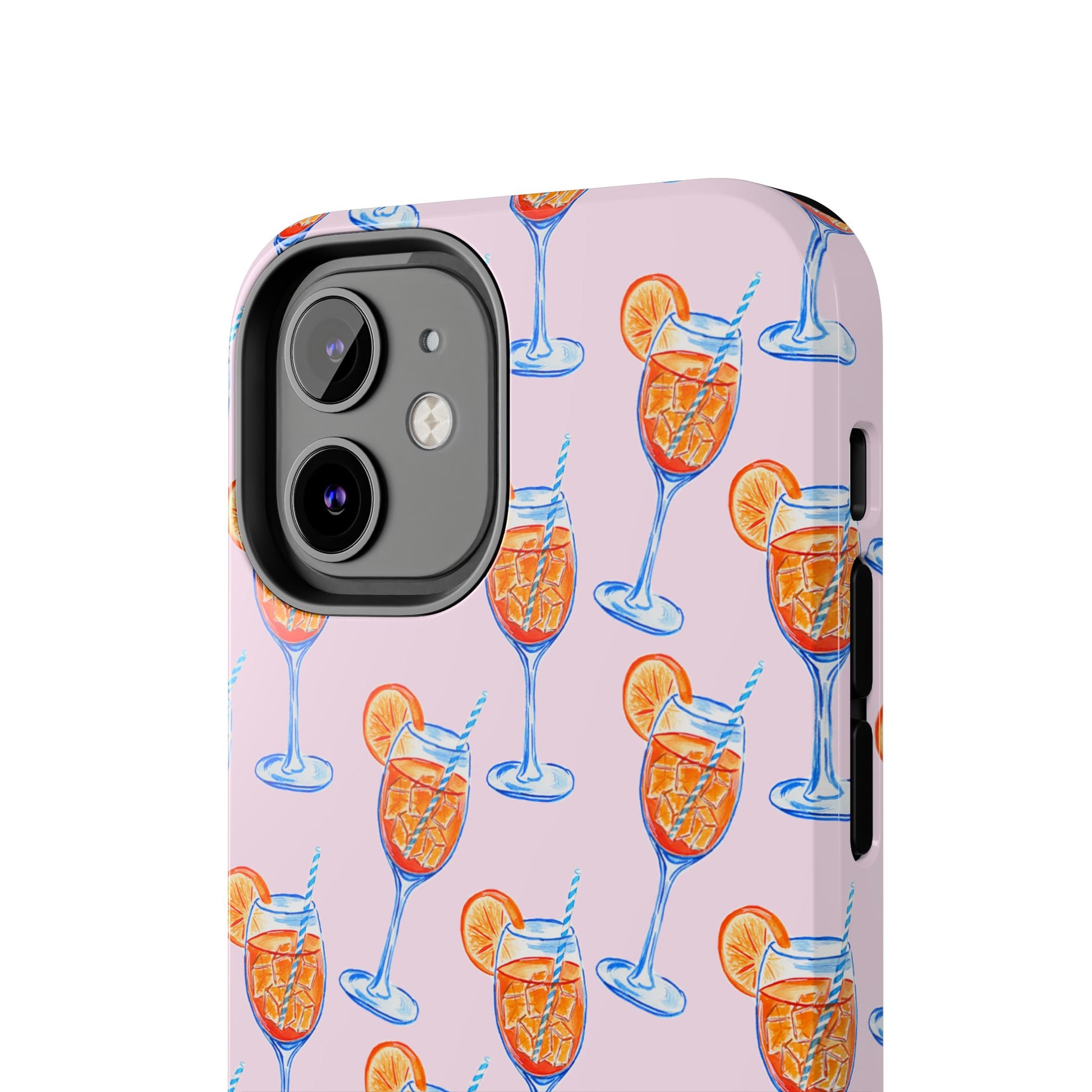 Orange & Blue Aperol Spritz Watercolor Patterned Blush Pink Tough Phone Case | Various Models
