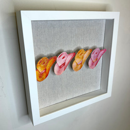 11” x 14” Glitter Embellished Hot Pink & Orange Cowboy Boots 3D Push Pin Shadow Box
